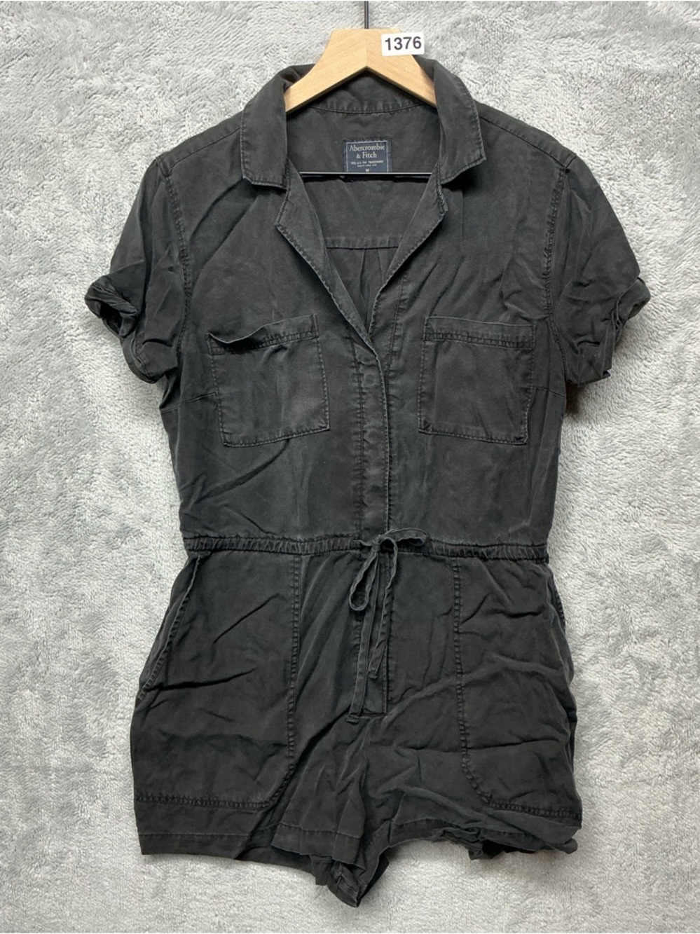 Abercrombie & Fitch Black Short Sleeve Utility Romper